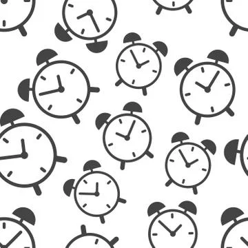 Alarm clock seamless pattern background icon. Business flat vector illustrati Stock Illustration