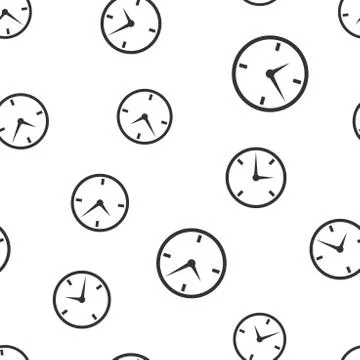 Alarm clock seamless pattern background icon. Business flat vector illustrati Stock Illustration