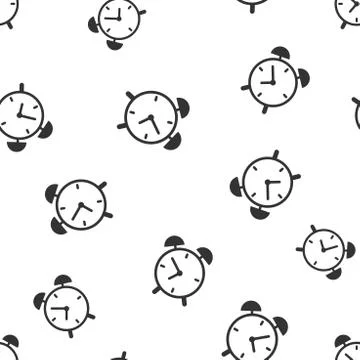 Alarm clock seamless pattern background icon. Business flat vector illustrati Stock Illustration