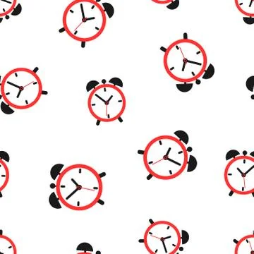 Alarm clock seamless pattern background icon. Business flat vector illustrati Stock Illustration
