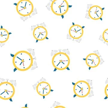 Alarm clock seamless pattern background Illustrazione stock