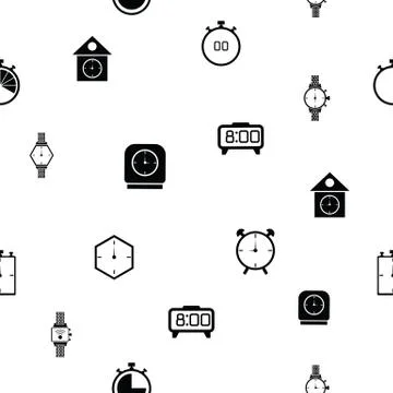 Alarm clock seamless pattern background icon. Stock Illustration