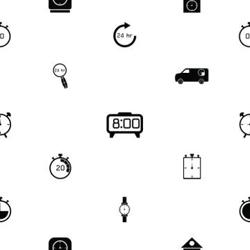 Alarm clock seamless pattern background icon. Stock Illustration