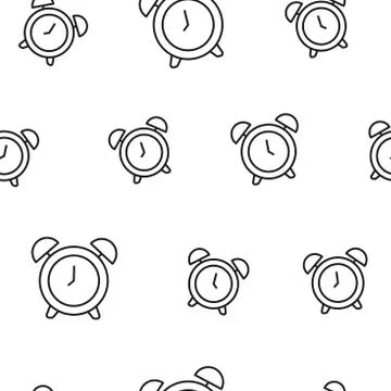 Alarm clock seamless pattern. Time background. Vector illustration. Stock Illustration