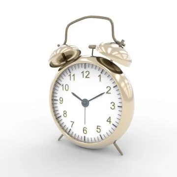 Alarm clock set isolated over white background close-up. 3d rendering Illustrazione stock