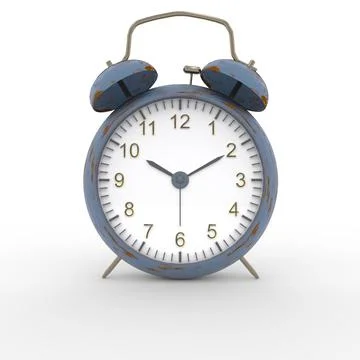 Alarm clock set isolated over white background close-up. 3d rendering Illustrazione stock
