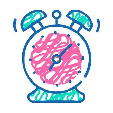 Alarm clock sign icon doodle illustration Stock Illustration