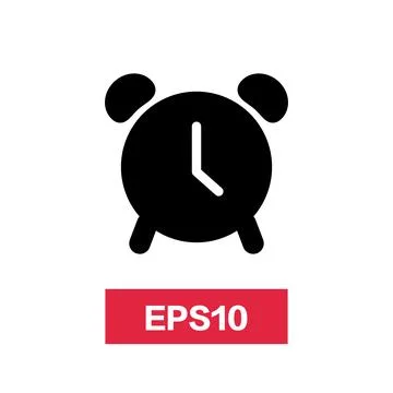 Alarm clock silhouette icon. Stock Illustration