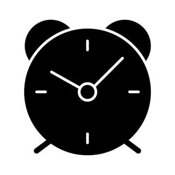 Alarm clock simple vector icon. Black and white illustration of alarm. Solid Stock Illustration