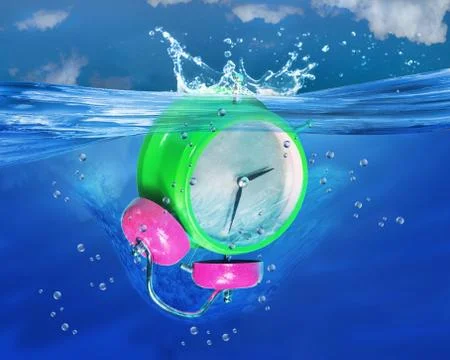 Alarm Clock Sinking. Stock Photos