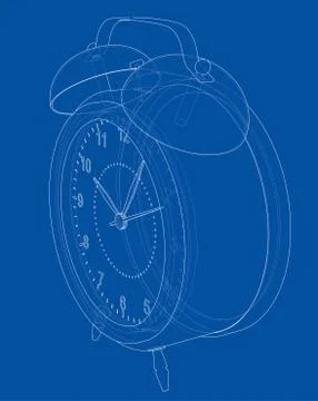 Alarm clock sketch. Vector Illustrazione stock