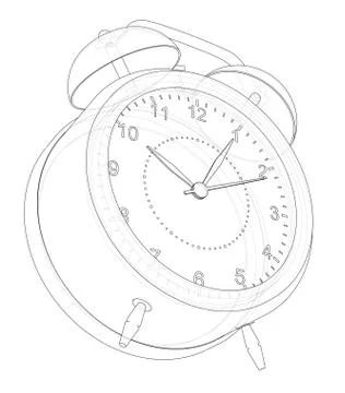 Alarm clock sketch. Vector Illustrazione stock
