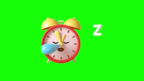 Alarm clock sleeping emoji animation with Z symbol on green screen Stock Footage 314277720