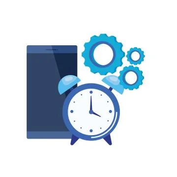 Alarm clock with smartphone device Stock Illustration