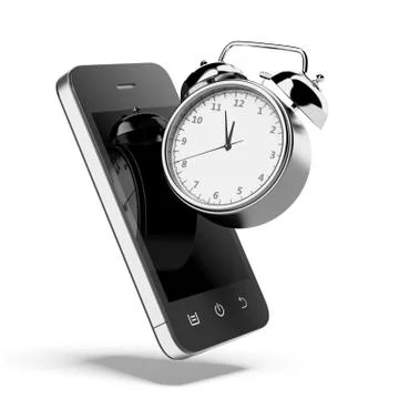 Alarm clock with smartphone Ilustração Stock