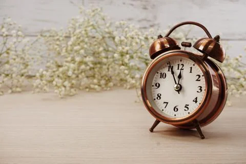 Alarm clock with space for copy background Foto stock