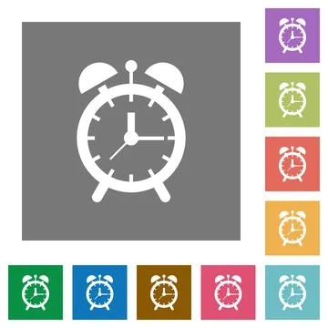 Alarm clock square flat icons 스톡 일러스트