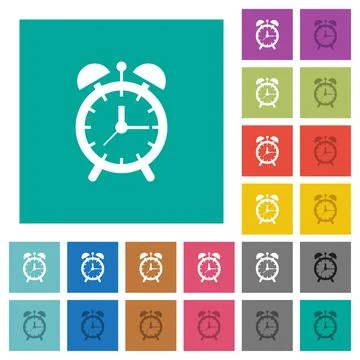 Alarm clock square flat multi colored icons Stock Illustration