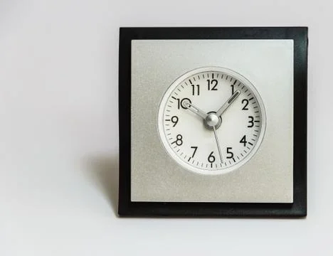 Alarm clock, square shape with rounded dial Stock Photos