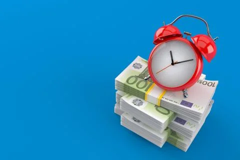 Alarm clock on stack of money イラスト素材