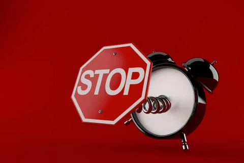 Alarm clock with stop sign Stock Illustration