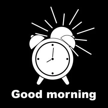An alarm clock with the sun, a simple icon, a linear symbol, a good morning b Stock Illustration