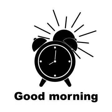 An alarm clock with the sun, a simple icon, a linear symbol, a good morning b Stock Illustration