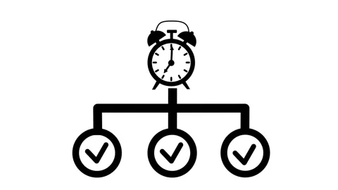 Alarm Clock with Task Checklist Workflow Animation Stock Footage 339828233