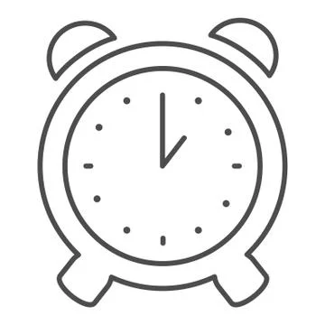 Alarm clock thin line icon. Alert and time mechanic counter device symbol 스톡 일러스트