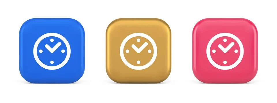 Alarm clock time countdown button deadline measurement 3d realistic icon Stock Illustration