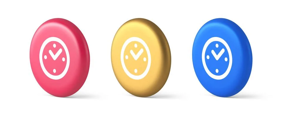 Alarm clock time countdown button deadline measurement 3d realistic blue gold Stock-Illustration