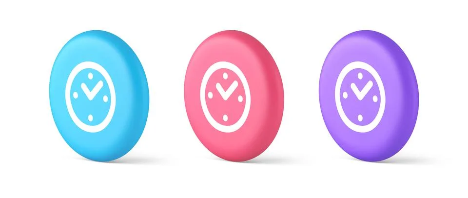 Alarm clock time countdown button deadline measurement 3d realistic blue pink Stock-Illustration