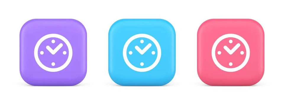 Alarm clock time countdown button deadline measurement 3d realistic icon Stock Illustration