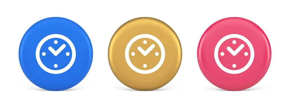 Alarm clock time countdown button deadline measurement 3d realistic circle ic Stock Illustration