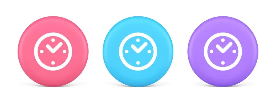 Alarm clock time countdown button deadline measurement 3d realistic circle ic Stock Illustration