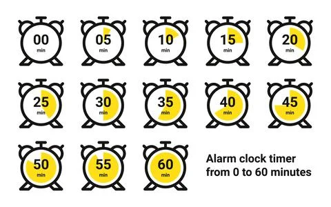 Alarm clock timer from 0 to 60 minutes Illustrazione stock