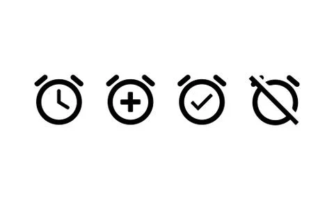 Alarm clock timer icon symbol. Add disable alarm Vector EPS 10 Illustrazione stock