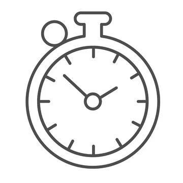 Alarm clock, timer, stopwatch, timepiece thin line icon, education concept Stock Illustration