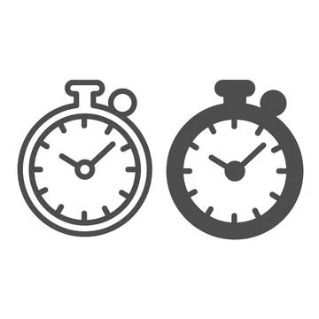Alarm clock, timer, stopwatch, timepiece line and solid icon, education concept Stock Illustration