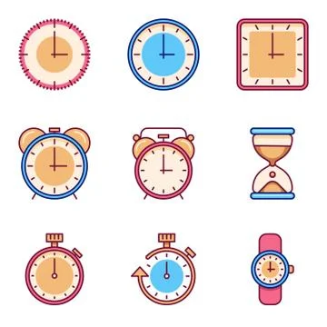 Alarm clock, timer, watch flat vector icons イラスト素材