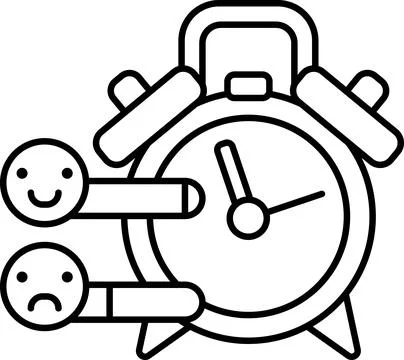 Alarm clock with two smiling faces on the left Stock Illustration