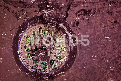 Alarm clock under water Stock Illustration
