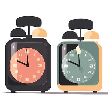 Alarm clock. Vector illustration in flat style. Isolated on white background. Stock Illustration