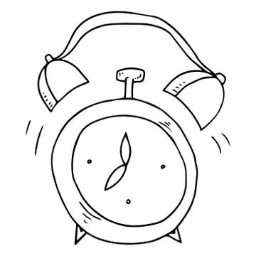 Alarm clock. Vector illustration of an old alarm clock at seven in the mornin Stock Illustration