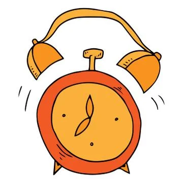 Alarm clock. Vector illustration of an old alarm clock at seven in the mornin Illustrazione stock