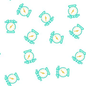 Alarm clock vector seamless pattern sign Illustrazione stock