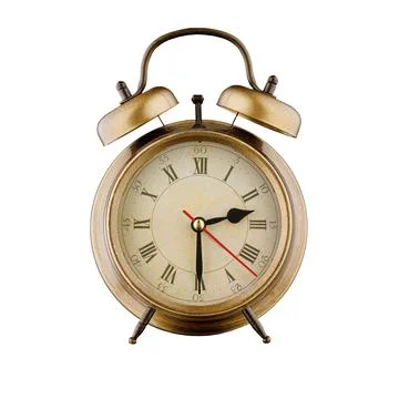 Alarm clock, vintage clock with time 02 hours 30 minutes, a.m. 02:30, p.m. .. Stock Photos