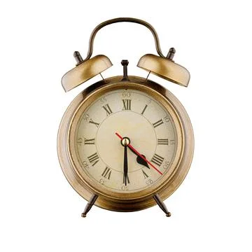 Alarm clock, vintage clock with time 4 hours 30 minutes, a.m. 4:30, p.m. 4:.. Stock Photos