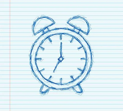 Alarm clock, wake-up time in hands on white background. sketch icon. Vector 스톡 일러스트