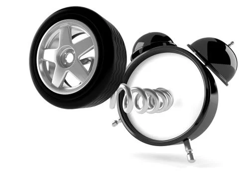 Alarm clock with wheel Stock Illustration